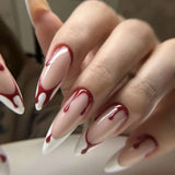 24pc Halloween false nails Long Almond Fake Nails Sharp Nail French Ballerina Diamond Press on Nails Artificial Nail Enhancement