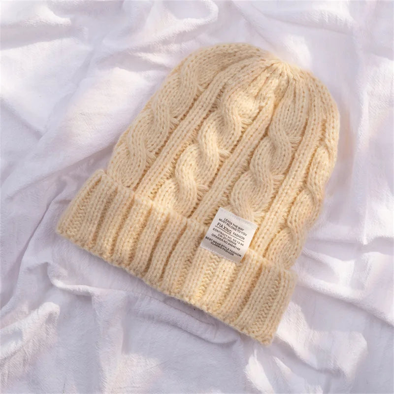 Lovwvol New Solid Women Wool Hat Autumn Winter Warm Ear Protection Female Knitted Hat Couple Fashion Leisure Beanie Knitted Caps
