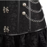 lovwvol Burlesque Corset Irregular Skirt 3 Piece Leather Dress Bustiers Corset Steampunk Cool Warrior Pirate Lingerie Corsetto Plus Size Halloween