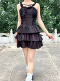 Lovwvol Gothic Goth Harajuku Sexy Slip Dress Ruffles Y2k Streetwear Dark Punk Cake Dresses Party Korean Fashion  Summer