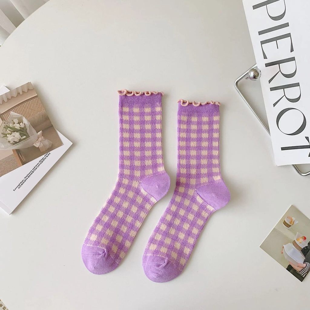 Lovwvol Cotton Socks Women's Autumn and Winter New Mid-tube Socks Japanese Comfortable and Breathable Piles Socks