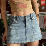 lovwvol Y2K Preppy Retro Jeans Mini Skirt Korean Fashion High Waist Denim Pencil Skirt Chic Women Harajuku Grunge Vintage Streetwear