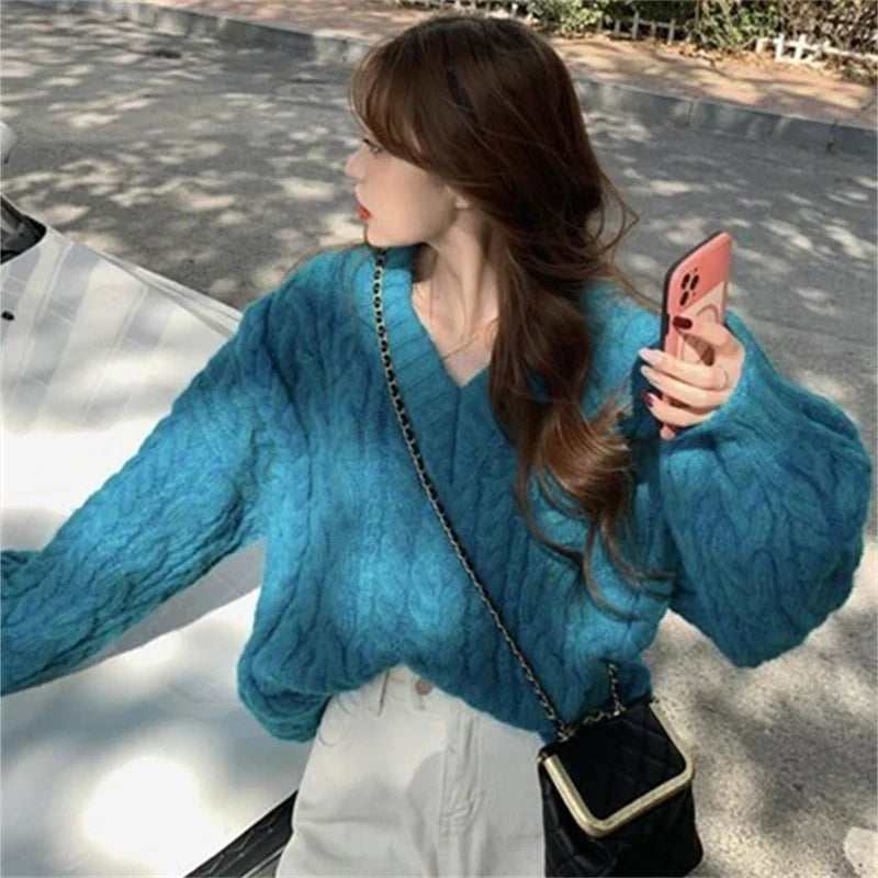 Lovwvol Fall Winter Womens Sweaters Women Clothing Knitted Loose Sweater Knitting Wool Oversize Pullover Woman Sweaters Girls Thick