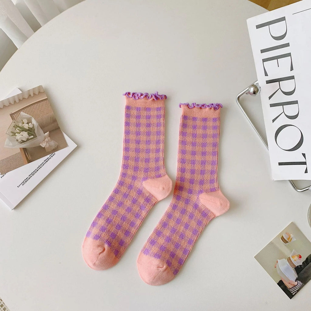 Lovwvol Cotton Socks Women's Autumn and Winter New Mid-tube Socks Japanese Comfortable and Breathable Piles Socks