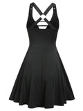 Lovwvol Vintage New Buckle Strap Sleeveless O-Ring Flare Dress A Line Party Dress Graduation Dress Women Dresses