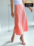 lovwvol Silk Satin Skirts for Women High Waisted Skirt Women A-Line Elegant Skirts Summer Pink Midi Skirt New Korean Style