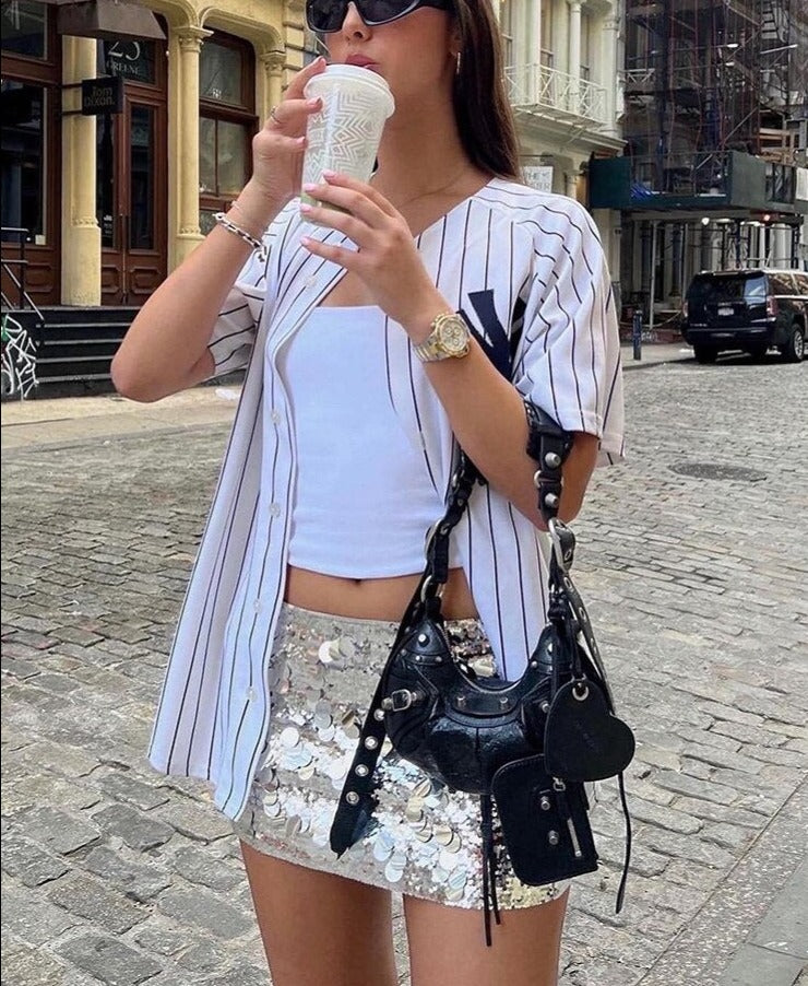 lovwvol Autumn Shiny Sequins Hip Skirt Women New Sexy High Waist Solid All-Matching New Female Party Streetwear Clothing