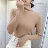 Lovwvol Women Fall Turtleneck Sweater Knitted Soft Pullovers Cashmere Jumpers Basic Soft Sweaters For Women  Autumn Winter