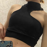 Lovwvol Women Tops Knitted Sexy Halter Neck Fixed Cup Wireless Solid Tank Tops Y2k Top Summer Chic Fashion Crop Top Camis Mujer