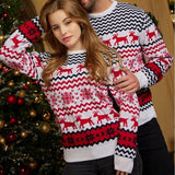 Lovwvol Christmas O Neck Sueter Jumpers Xmas Matching Outfits Sweaters for Couples Women Men Unisex Casual Loose Knitwear Long Sleeve