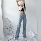 Lovwvol Jeans wide leg pants women's high waist pants for women spring and summer Y2K Jeans Female show thin straight denim trousers