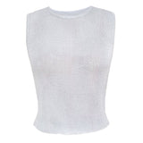 Lovwvol Sliver Women's Sleeveless Slim Fit Tank Tops Casual See-Through Top Vest Corect Sequin Scoop Neck Tank Top Glitter Outfits