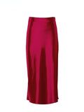 lovwvol Solid Purple Satin Silk Skirt Women High Waisted Summer Long Skirt New Elegant Ladies Office Skirts Midi Spring