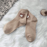 Lovwvol Creative New Brown Bear Socks Female Middle Tube Socks Japanese Cute Small Fresh Wild Student Socks Autumn and Winter Socks