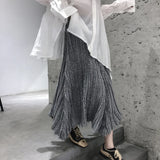lovwvol Vintage Tassel Solid Color Knitted Skirt Women Autumn and Winter New Korean Fashion Irregular Mid-length A-line Skirt