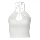 Lovwvol y2k Aesthetic Cami Summer Women Hollow Out Halter Crop Tops Harajuku Sleeveless Backless Camisole Cropped Feminino