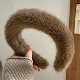 Lovwvol Retro Winter Imitation Mink Fur Faux Fur Hairbands Women Girls Plush Widen Thicken Soft Hair Hoop Hair Accessories Headband