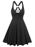 Lovwvol Vintage New Buckle Strap Sleeveless O-Ring Flare Dress A Line Party Dress Graduation Dress Women Dresses
