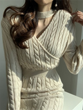 Lovwvol Winter Women'S Dress Bodycon Sweater Women Dress Long Sleeve  Knitted Dresses Maxi Vintage Oversize Dresses Evening Fall
