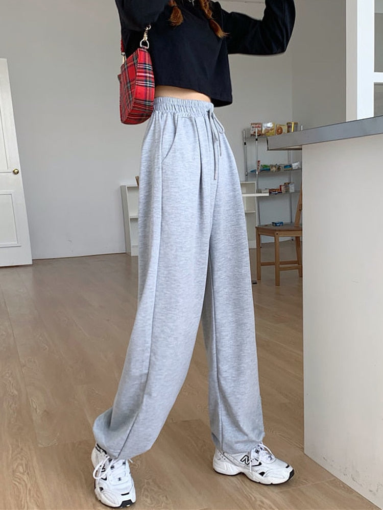 Lovwvol Gray Sweatpants for Women Autumn New Baggy Fashion Oversize Sports Pants Balck Trousers Female Joggers Streetwear