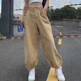 Lovwvol Bunching foot cargo pants women's retro Japanese series 2024 spring  summer new loose straight casual bloomers wide leg jeans