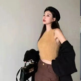Lovwvol Pure Lustful Hot Girls Vintage Plush Warm Inside with A Vest for Women Autumn Winter Wear Cropped Crop Top Sexy Suspender Top
