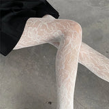 Lovwvol Fashion Flower Embroidery Mesh Hollow Out Sexy Pantyhose Women's Fishing Net Tights Cool Girl Colored Hipster Harajuku Stocking