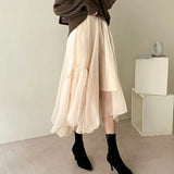 lovwvol A Line Japanese Harajuku Autumn Winter Women Skirt High Waist Solid Female Korean Streetwear Elegant Long Skirts