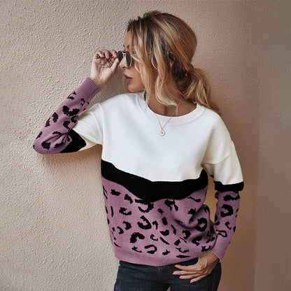 lovwvol Spring Fashion Leopard Women Sweater top Autumn Ladies O-Neck Full Sleeve Casual Jumper Knitted Female Oversize Pullovers