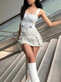lovwvol Y2K Bandage Cargo Skirts Pockets Cute Summer Skirts Harajuku Streetwear Fashion Clothes Women Retro Aesthetic Skirts