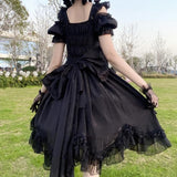 Lovwvol Hnewly Japanese Victorian Vintage Lolita Dress Women Cute Bow Sexy Backless Evening Party Dresses Girl Gothic Black White Elegant Dress