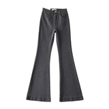 Lovwvol Casual Bell Bottom Pants Jeans for Women Blue Elastic Fashion Y2K Trousers Autumn New High Waisted Flare Jeans