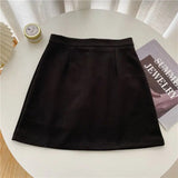 lovwvol Woolen Mini Skirt Autumn Winter Women Korean Style High Waist Solid Slim Basic A-line Short Skirt Elegant Office Lady