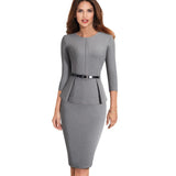 Lovwvol Hnewly Trendy Office Outfits Nice-forever Vintage Elegant Wear to Work with Belt Peplum vestidos Business Party Bodycon Office Career Women Dress Trendy Office Outfits