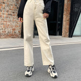 Lovwvol Spring Autumn Wide-leg Jeans Women's High-waist Denim Pants Retro Loose Droop Straight Trousers Jeans