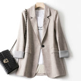Lovwvol Blazers Women Trendy Patchwork Korean Chic Spring Loose Pockets Ladies Elegant Coats Single Button Minimalist Tops Plus Size 4XL