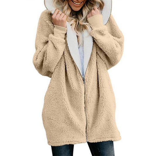 Lamb velvet hooded women long winter jacket autumn and winter new plus size 5XL warm outwear coat female