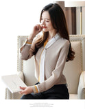 Plus size OL office Women Tops and Blouse Vintage Long Sleeve Chiffon Tops Blusas Mujer De Moda Elegant Autumn blouses