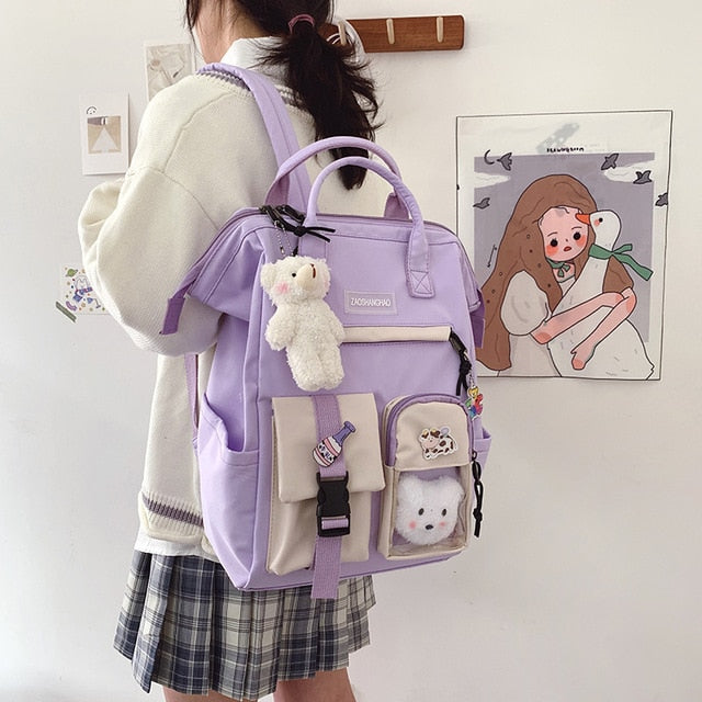 lovwvol  Preppy Purple Backpack Women Waterproof Candy Colors Backpacks Fancy High School Bags for Teenage Girl Cute Travel Rucksack