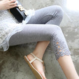 VIIANLES Lace Fashion Women Summer Leggings Skinny Stretch Cropped Capris Pants 3/4 Length Trousers Elastic Mujer