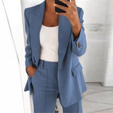 Lovwvol Single Button Blazer Jacket Women Long Sleeve Solid Color Jacket Autumn Elegant Tops Office Lady Slim Blazer Suit Outerwear