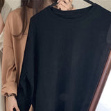 Lovwvol New Autumn Trend T-Shirts Oversized Solid Bottoming Long Sleeve Wild Korean Minimalist Style Tops T601