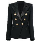 Spring Autumn Quality European Design PU Leather Collar Slim Black Blazer OL Formal Classic Fittness Blazers
