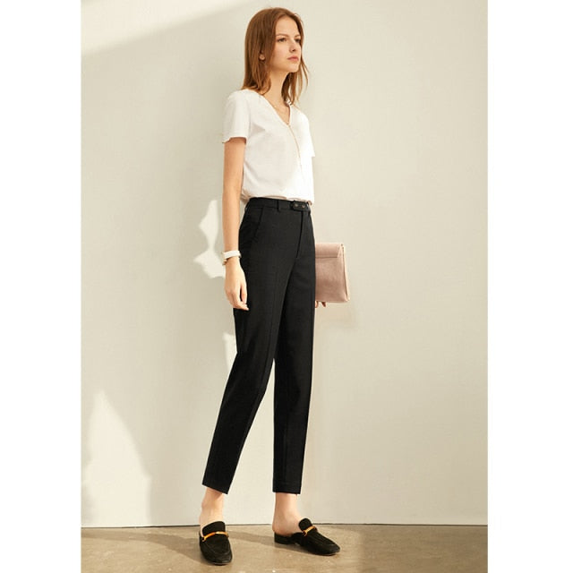 Lovwvol Spring Summer Pants Female Office Lady Solid High Waist Female Trousers Fashion Straight Suit Pants For Women 11960733