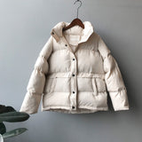 Lovwvol fashion solid women winter down jacket stand collar short single-breasted coat preppy style parka ladies chic outwear female